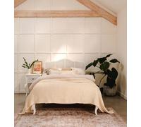 Statement Furniture Louis White Bed Frame 5Ft King Size With Rattan Cane Headboard