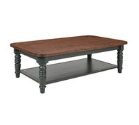 Statement Furniture Queensbury Coffee Table With Oak Top In Bottle Green