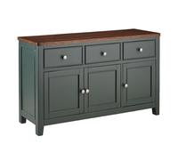 Statement Furniture Queensbury Large Sideboard With Oak Top, 3 Doors And Drawers - Bottle Green