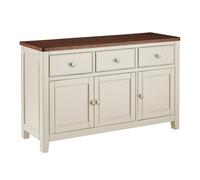 Statement Furniture Queensbury Large Sideboard With Oak Top, 3 Doors And Drawers - Cotswold Cream