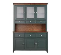 Statement Furniture Queensbury Large Triple Dresser, Three Door Display Cabinet With Oak Top - Bottle Green