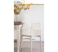 Statement Furniture Queensbury Wooden Dining Armchair With Slatted Back - Cotswold Cream