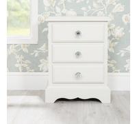 Statement Furniture Romance Antique White 3 Drawer French Style Bedside Table With Crystal Handles
