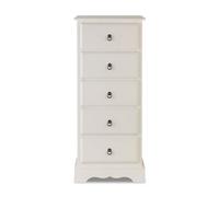 Statement Furniture Romance Antique White 5 Drawer Tallboy