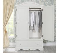 Statement Furniture Romance Double Wardrobe With Drawer And Crystal Handles - Antique White