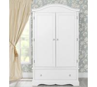 Statement Furniture Romance Double Wardrobe With Drawer And Crystal Handles - True White