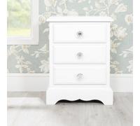 Statement Furniture Romance True White 3 Drawer French Style Bedside Table With Crystal Handles