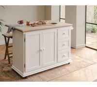 Statement Furniture Shire Breakfast Bar White Kitchen Storage Trolley With Oak Top Extendable Rolling Kitchen Island