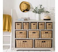Statement Furniture Tetbury 10 Drawer Storage Unit- Skimming Stone With Wicker Baskets