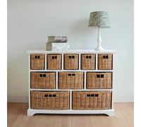 Statement Furniture Tetbury 10 Drawer Storage Unit with Wicker Baskets in White Statement Furniture White