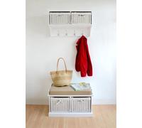 Statement Furniture Tetbury 2 White Wicker Basket And Cream Cushion Hallway Set- White