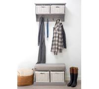 Statement Furniture Tetbury 2 White Wicker Basket And Grey Cushion Hallway Set - Dove Grey