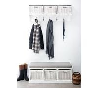 Statement Furniture Tetbury 3 White Wicker Basket And Grey Cushion Hallway Set -White
