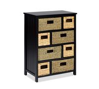 Statement Furniture Tetbury 8 Drawer Storage Unit- Black With Hyacinth And Seagrass Baskets