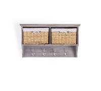 Statement Furniture Tetbury Acacia Wood Coat Rack / Shelf with Storage Baskets - Small in Brown Statement Furniture Brown