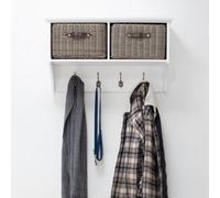 Statement Furniture Tetbury Hallway Shelf With Coat Hooks And Two Storage Baskets - White