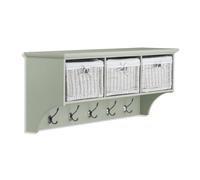 Statement Furniture Tetbury Large Hallway Storage Shelf With Coat Hooks - Sage Green