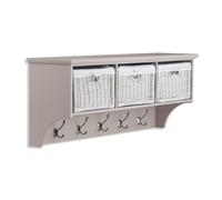Statement Furniture Tetbury Large Wall Mounted Wooden Coat Rack With Storage - Truffle
