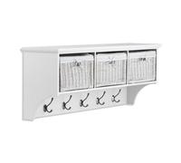 Statement Furniture Tetbury Large White Hanging Shelf With Wicker Storage Baskets