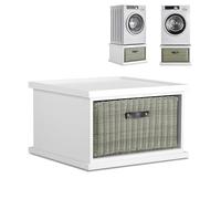 Statement Furniture Tetbury Single Washing Machine Pedestal, Dryer Stand with Basket in White Statement Furniture White