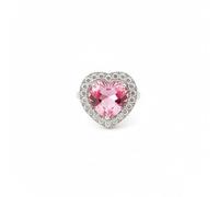 Statement Large Heart Rhinestone Wedding Ring for Women Adjustable Chunky Exaggerated Crystal Hearted Love Promise Finger Rings Band Luxury Engagement Anniversary Jewelry Bride Her Prom Cocktail Party