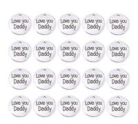 Statement Necklace Charm Braclets 20pcs Round Metal Charms Love You Daddy Engraved Pendants for DIY Jewelry Necklace Bracelet Making Crafting Accessories Papa Ornament Daddy