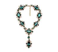 Statement Necklace Jewelry Women Luxury Big Glass Gem Pendants Ethnic Crystal Necklace Party
