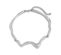 Statement Punk Dripping Water-drop Choker Necklace for Women,Thick Drippy Chain Liquid Metal Collar Necklace Rocker Hip-hop Necklace Cool Metallic Unique Funky Grunge Jewelry, L, Zinc, No Gemstone