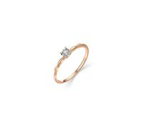 Statement Rings, Rose Gold Engagement Ring 18K with Vine Design Solitaire Round Diamond 0.03Ct Size O 1/2