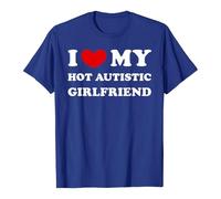 Statement T-Shirt 'I Love My Hot Autistic Girlfriend' - Short Sleeve Shirt as a Loving Message | Top for Support and Affection, style_l02 blue, L
