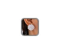 Statement Vintage Pearl Beads Cluster Stud Earrings for Women Dainty, Charm Boho Beaded Pearls White Big Round Ball Earring Y2k Party Prom Jewelry Gift
