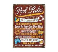 Statement Wall Decor 12x16 Inch Metal Sign Featuring Pool Rules Modern Retro Home Detail Ideal For Apartment Hallway Or Entryway With Gallery Style Presence Indoor Wall Accent