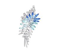 Statement Wheat Brooch Pin, Silver Tone Crystal Accent for Lapel Styling, Dresses, Coats, and Evening Occasion Wear Decorative Brooch Wheat Pin Crystal Lapel Accent Dress Coat Accessory Formal Outfit