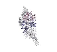 Statement Wheat Brooch Pin, Silver Tone Crystal Accent for Lapel Styling, Dresses, Coats, and Evening Occasion Wear Decorative Brooch Wheat Pin Crystal Lapel Accent Dress Coat Accessory Formal Outfit