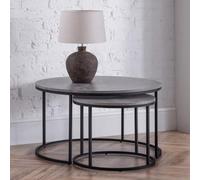 Staten Concrete Effect Round Nest of 2 Coffee Tables