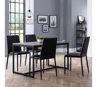 Staten Dining Set - 4 Seater - 120cm - Jazz Black Chairs - 4 Chairs - Concrete