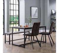 Staten Dining Set - 4 Seater - 120cm - Monroe Chairs - 2 Chairs & 1 Bench - Concrete