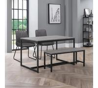 Staten Dining Set - 4 Seater - 120cm - Soho Chairs - 2 Chairs & 1 Bench - Concrete