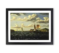 Staten Island And The Narrows By Thomas Chambers Classic Painting Framed Print | A4 Black Framed Wall Art | Ready to Hang | Classic Landscape Picture | Living Room Bedroom Lounge Office