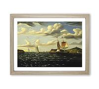 Staten Island And The Narrows By Thomas Chambers Classic Painting Framed Print | A4 Oak Framed Wall Art | Ready to Hang | Classic Landscape Picture | Living Room Bedroom Lounge Office