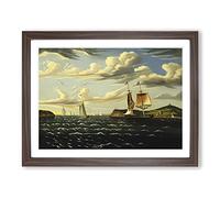 Staten Island And The Narrows By Thomas Chambers Classic Painting Framed Print | A4 Walnut Framed Wall Art | Ready to Hang | Classic Landscape Picture | Living Room Bedroom Lounge Office