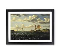 Staten Island and The Narrows by Thomas Chambers Framed Print | A2 Black Framed Wall Art | Ready to Hang | Modern Landscape Picture | Living Room Bedroom Lounge Office