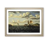 Staten Island and The Narrows by Thomas Chambers Framed Print | A2 Oak Framed Wall Art | Ready to Hang | Modern Landscape Picture | Living Room Bedroom Lounge Office
