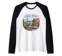 Staten Island NY Burrough, New York USA, Raglan Baseball Tee
