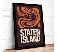 Staten Island Swirls Framed Wall Art Print A1 Black