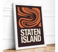 Staten Island Swirls Framed Wall Art Print A3 White