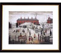 Stateoftheart-uk AUTHENTIC L S Lowry Print - SCHOOL PLAYGROUND - 21 x 17inch Walnut Finish Frame with Mount and Large Image