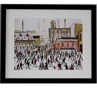 Stateoftheart-uk AUTHENTIC L S Lowry Prints on a Textured Art Paper - 21 x 17inch Black Frame With Mount and Large - GOING TO WORK - Image