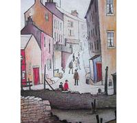 Stateoftheart-uk Authentic UK Handcrafted L S Lowry Print -16 x 12inch Image - OLD TOWN RIVER SCENE - Plus Border