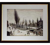 Stateoftheart-uk Authentic UK Handcrafted L S Lowry Print - BOURTON ON THE WATER - 21 x 17inch Walnut Finish Frame with Mount and Large Image